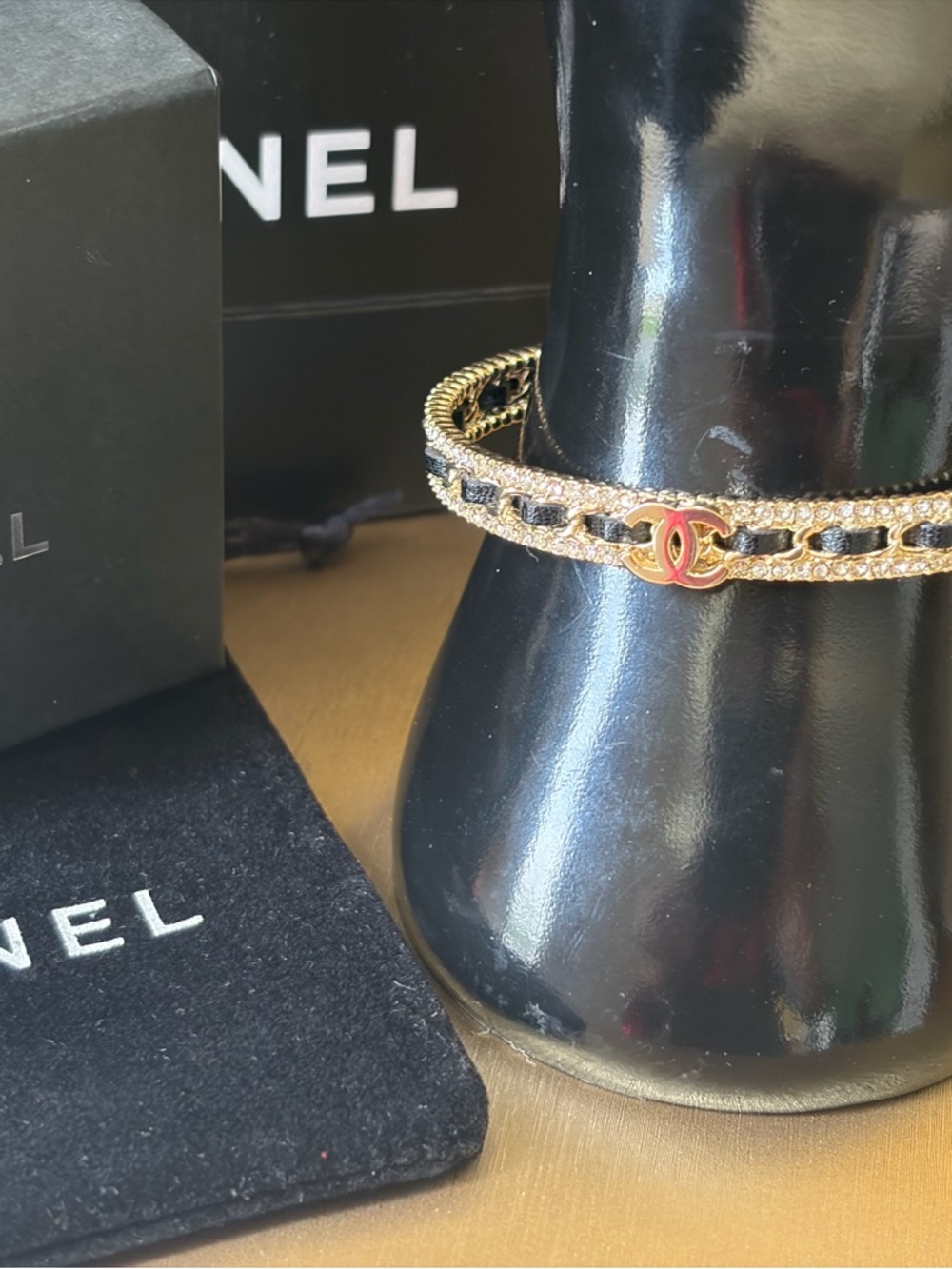 Chanel Gold and black Bangle Bracelet - Picture 8 of 12
